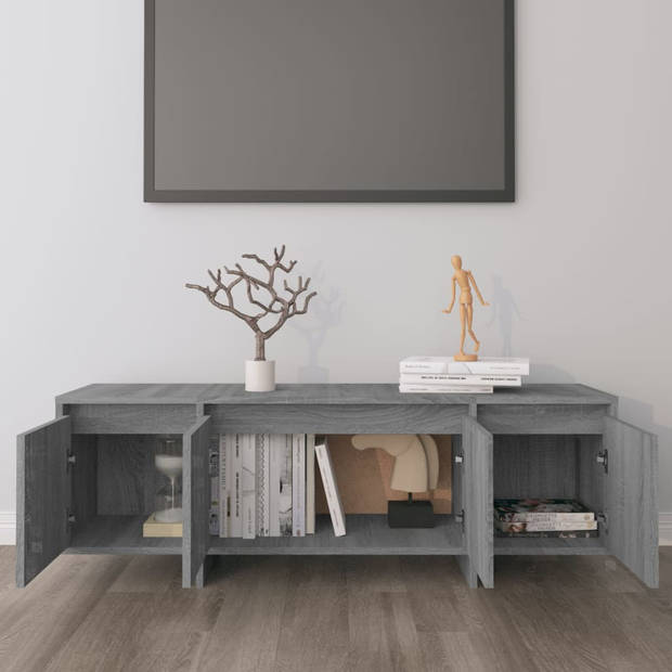 The Living Store TV-meubel - Grijs Sonoma eiken - 120 x 30 x 40.5 cm - 4 deuren