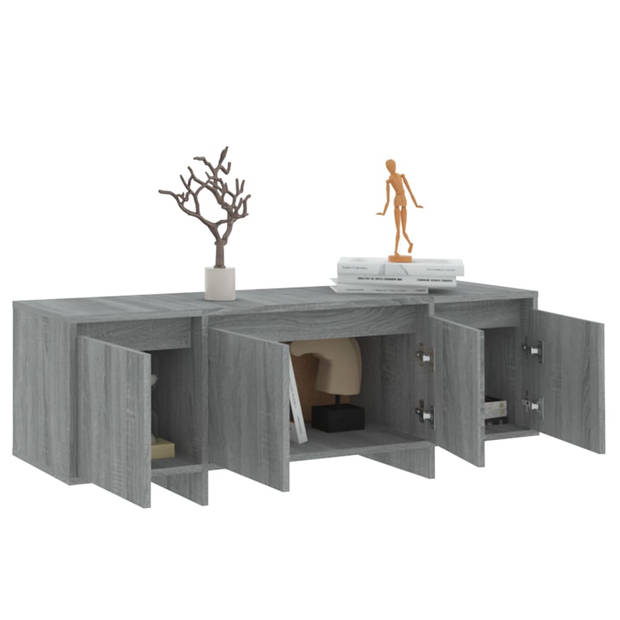 The Living Store TV-meubel - Grijs Sonoma eiken - 120 x 30 x 40.5 cm - 4 deuren