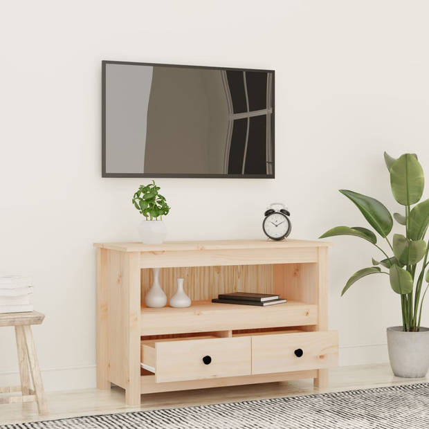 The Living Store Tv-meubel - Grenenhout - 79 x 35 x 52 cm - Landelijke stijl