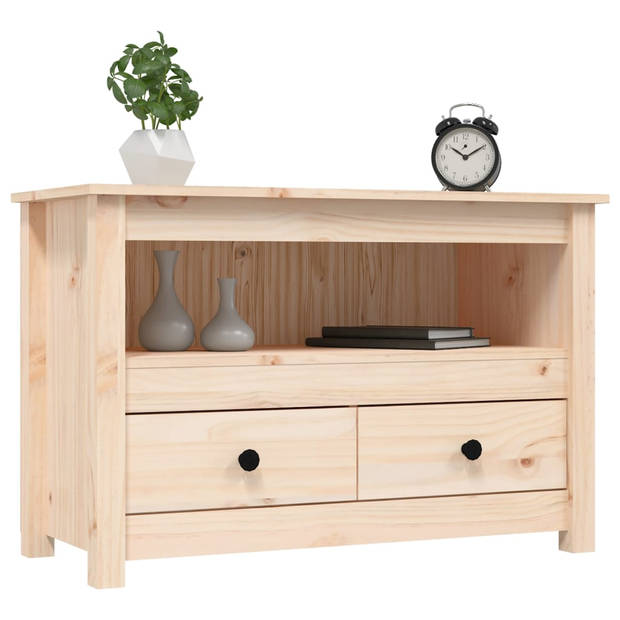 The Living Store Tv-meubel - Grenenhout - 79 x 35 x 52 cm - Landelijke stijl