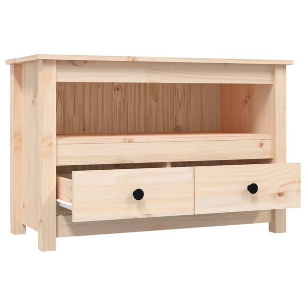 The Living Store Tv-meubel - Grenenhout - 79 x 35 x 52 cm - Landelijke stijl