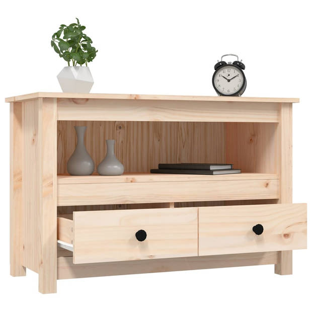 The Living Store Tv-meubel - Grenenhout - 79 x 35 x 52 cm - Landelijke stijl