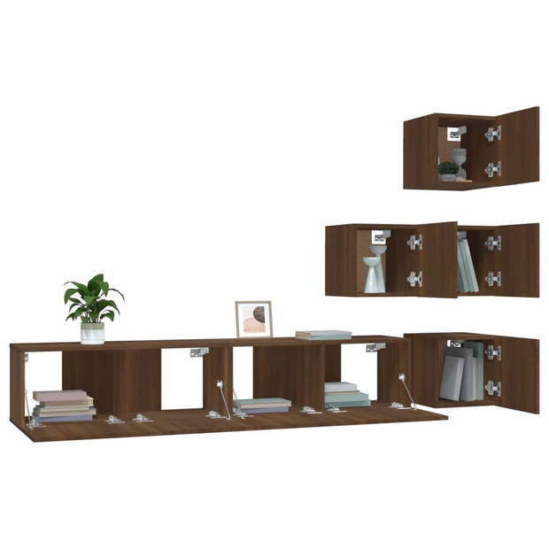 The Living Store TV-meubelset bruineiken - - Wandmeubel - 30.5x30x30 cm - 80x30x30 cm - Duurzaam hout