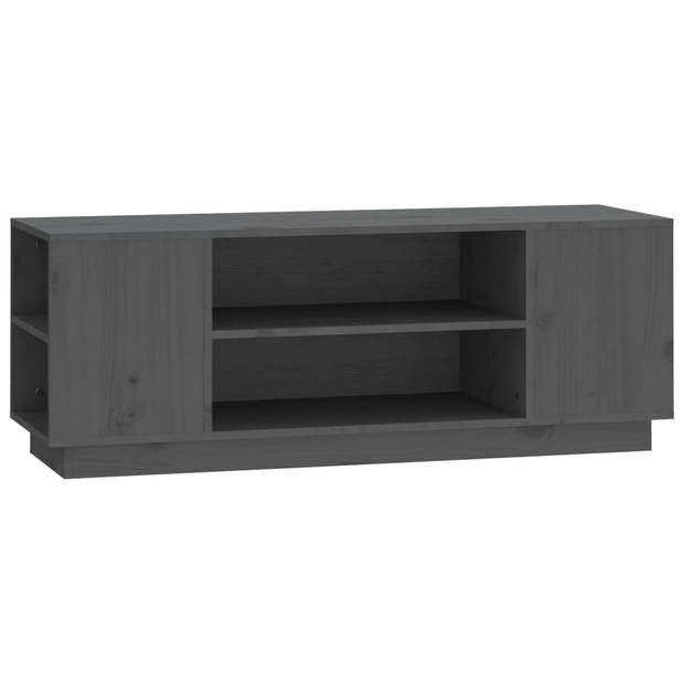 The Living Store TV-kastenset - Grijs massief grenenhout - 110 x 35 x 40.5 cm - Ruime opbergruimte