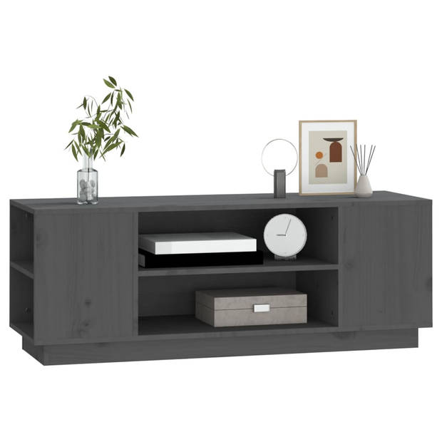 The Living Store TV-kastenset - Grijs massief grenenhout - 110 x 35 x 40.5 cm - Ruime opbergruimte