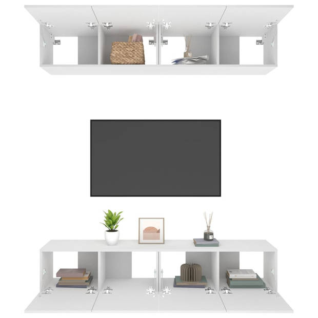 The Living Store Tv-meubel set - - Tv-meubel - 80 x 30 x 30 cm - Wandgemonteerd - Stevig bewerkt hout