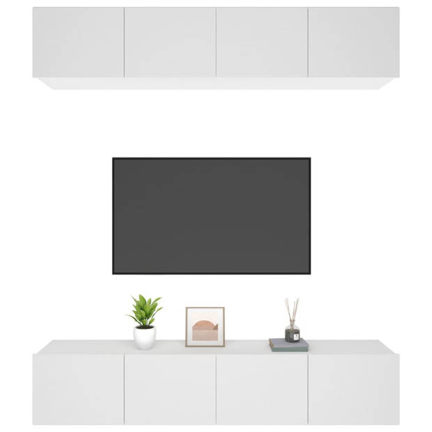 The Living Store Tv-meubel set - - Tv-meubel - 80 x 30 x 30 cm - Wandgemonteerd - Stevig bewerkt hout