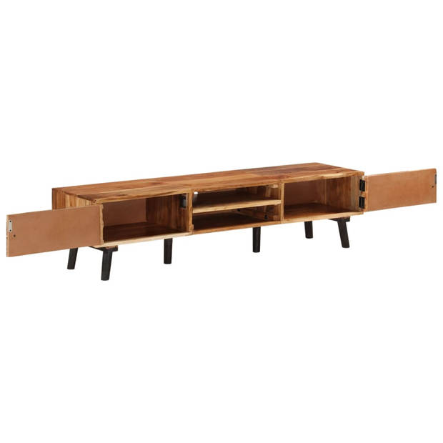 The Living Store TV-meubel Naturel Acaciahout - 145 x 35 x 35 cm - Massief hout - Opbergruimte