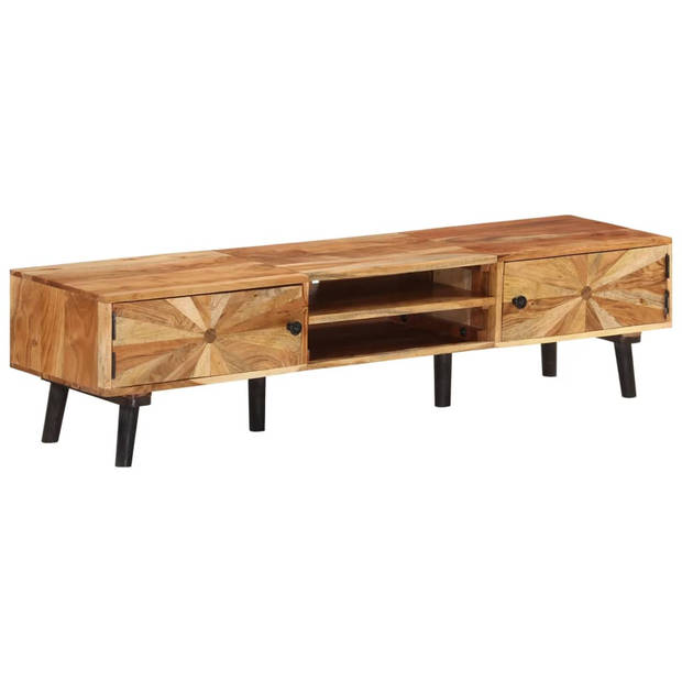 The Living Store TV-meubel Naturel Acaciahout - 145 x 35 x 35 cm - Massief hout - Opbergruimte