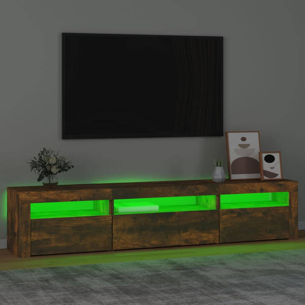 vidaXL Tv-meubel met LED-verlichting 195x35x40 cm gerookt eikenkleurig