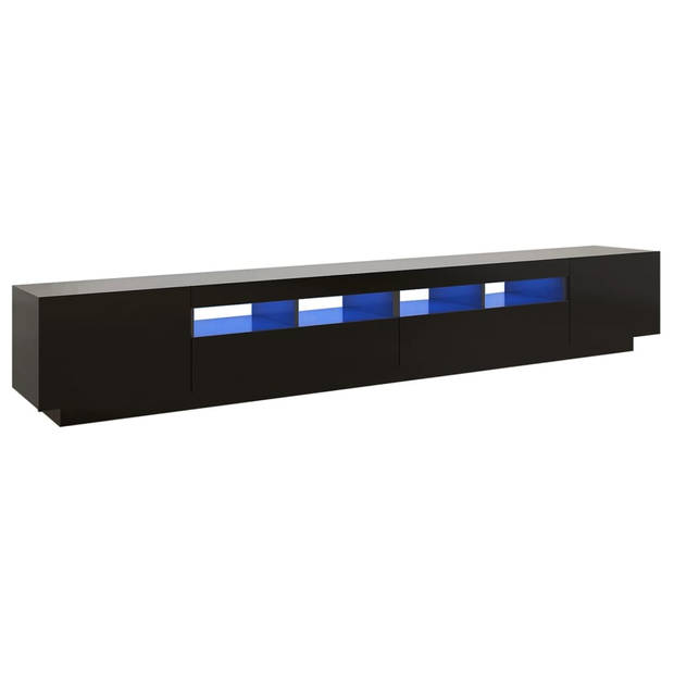 The Living Store TV-meubel - LED-verlichting - Hifi-kast - 260 x 35 x 40 cm - Zwart