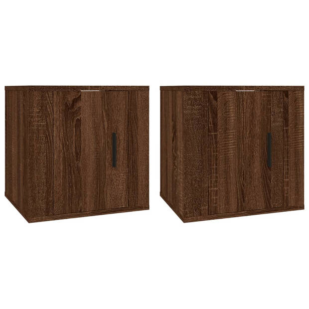 The Living Store TV-Wandmeubel Bruineiken - 40 x 34.5 x 40 cm - Bewerkt Hout