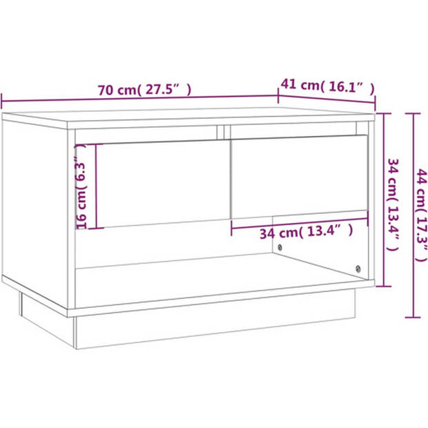 The Living Store Televisiemeubel TV-kast - 70 x 41 x 44 cm - gerookt eiken