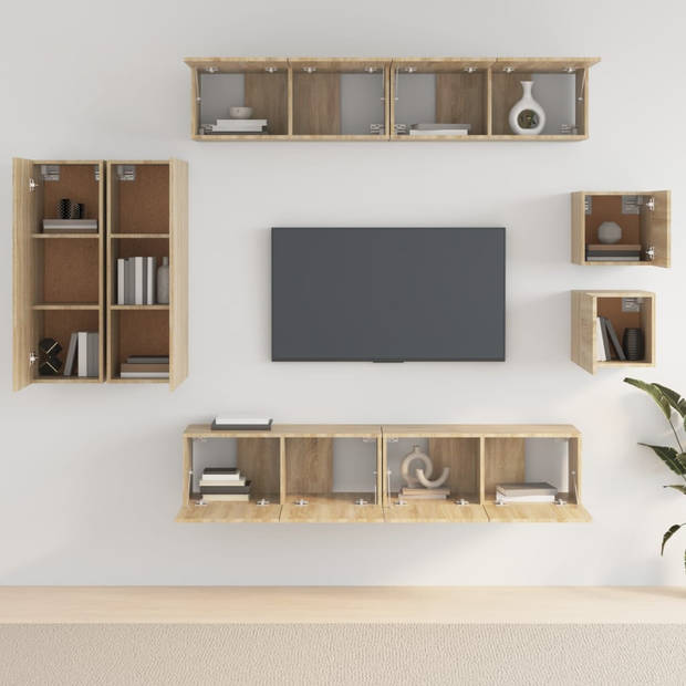 The Living Store Televisiemeubel set - Sonoma eiken - 80x30x30 cm - 30.5x30x90 cm - Klassiek design
