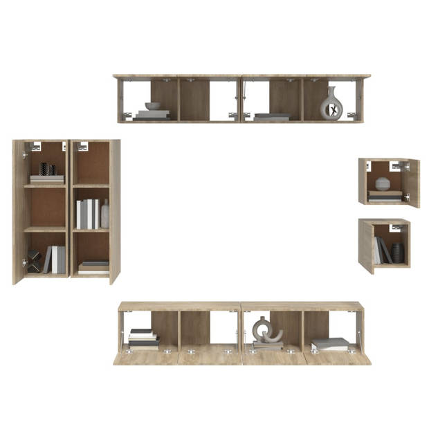 The Living Store Televisiemeubel set - Sonoma eiken - 80x30x30 cm - 30.5x30x90 cm - Klassiek design