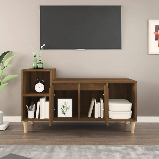 The Living Store Tv-meubel TV-kast - 100x35x55 cm - bruineiken hout