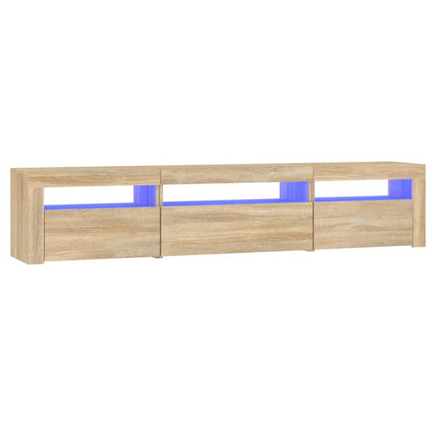 The Living Store TV-meubel - Sonoma eiken - 195 x 35 x 40 cm - Met RGB LED-verlichting