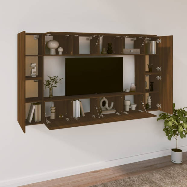 The Living Store TV-meubelset - TV-meubel - 4x 80x30x30cm - 4x 30.5x30x60cm - Bruineiken