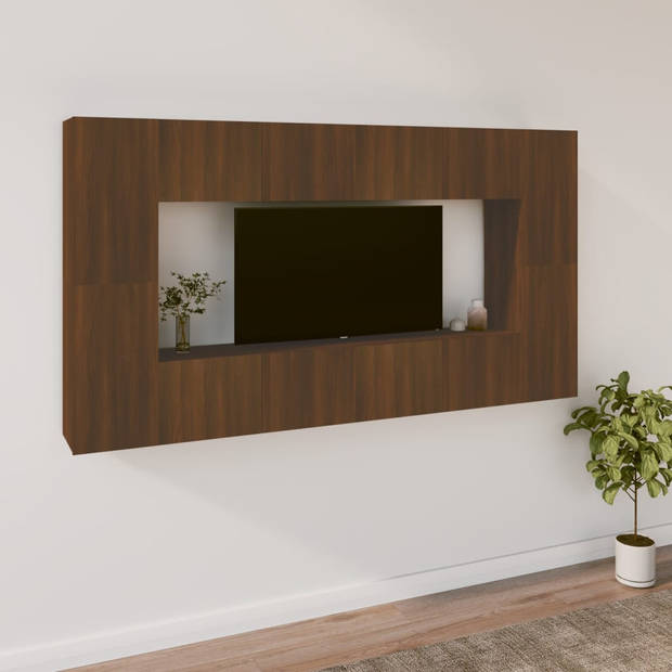 The Living Store TV-meubelset - TV-meubel - 4x 80x30x30cm - 4x 30.5x30x60cm - Bruineiken