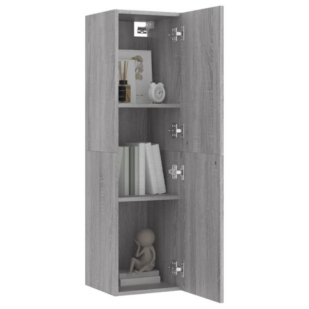 The Living Store TV-wandmeubel - grijs sonoma eiken - 30.5 x 30 x 110 cm - strak en klassiek design