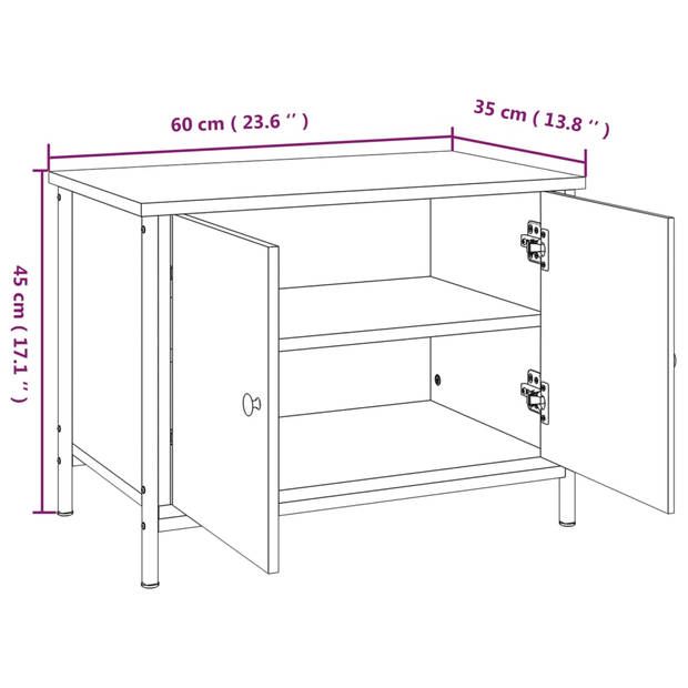 vidaXL Tv-meubel met deuren 60x35x45 cm bewerkt hout bruin eiken