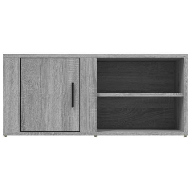 The Living Store TV-meubel Mediakast - grijs sonoma eiken - 80x31.5x36 cm - opbergruimte - deurmontage