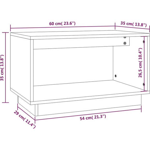 The Living Store Zwevend TV-meubel - Wit - 60 x 35 x 35 cm - Massief grenenhout