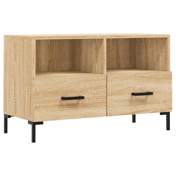 The Living Store TV-meubel Sonoma Eiken - 80 x 36 x 50 cm - Bewerkt hout en ijzer