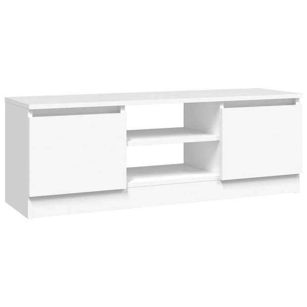 The Living Store TV-kast Classic - Deur - 102 x 30 x 36 cm - Wit bewerkt hout