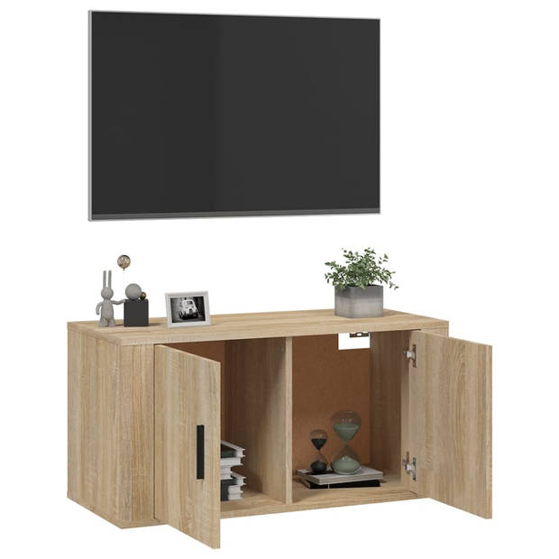 The Living Store Televisiewandmeubel Sonoma Eiken - 80 x 34.5 x 40 cm - Praktisch en Stijlvol