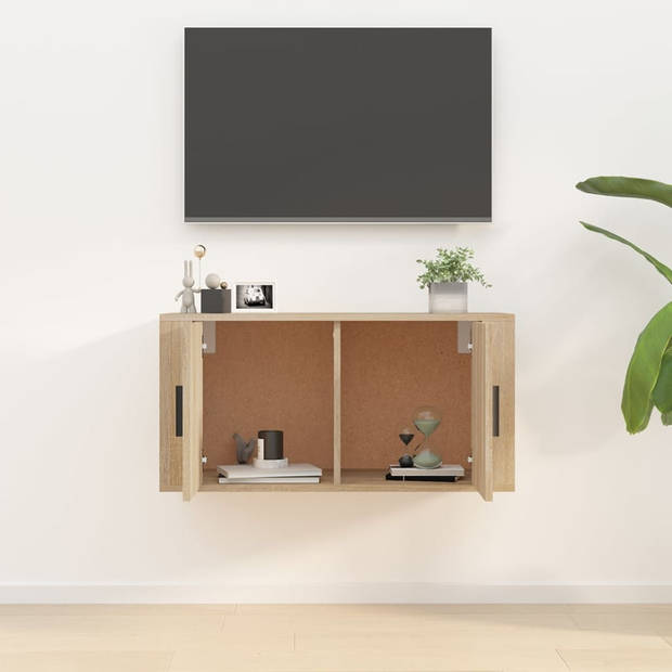 The Living Store Televisiewandmeubel Sonoma Eiken - 80 x 34.5 x 40 cm - Praktisch en Stijlvol