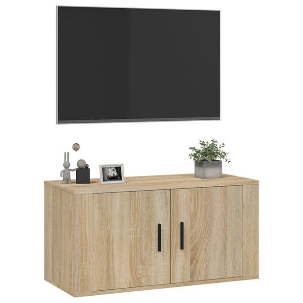 The Living Store Televisiewandmeubel Sonoma Eiken - 80 x 34.5 x 40 cm - Praktisch en Stijlvol