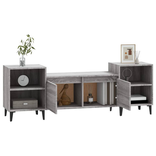 The Living Store Televisiekast - Onbekend - TV-meubel - 160 x 35 x 55 cm - Grijs Sonoma Eiken