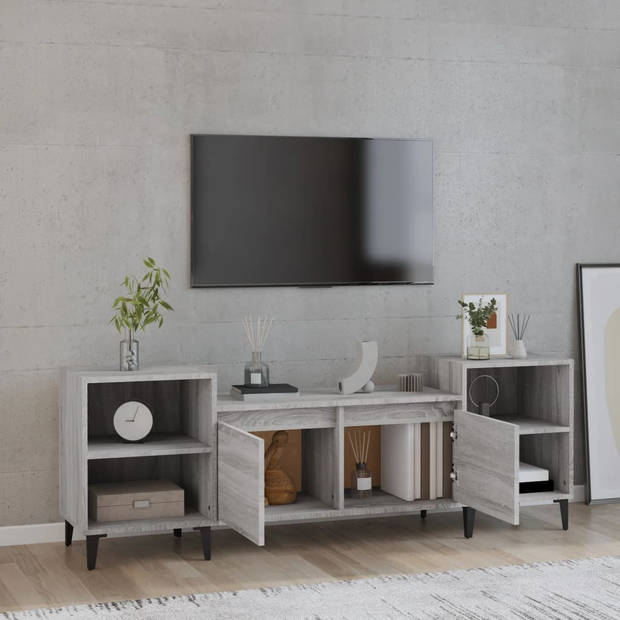 The Living Store Televisiekast - Onbekend - TV-meubel - 160 x 35 x 55 cm - Grijs Sonoma Eiken