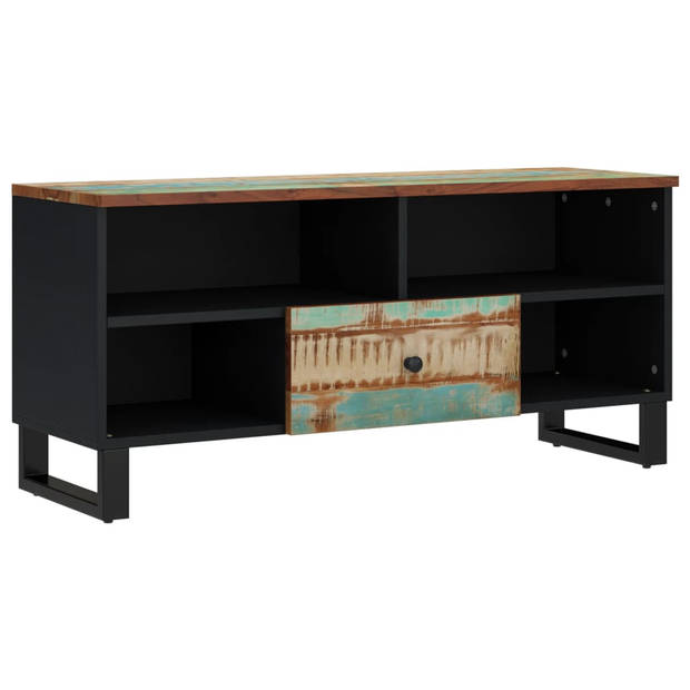 The Living Store Tv-meubel Massief Gerecycled Hout - 100 x 33 x 46 cm - Meerkleurige Afwerking