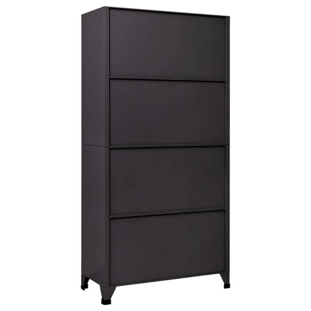 The Living Store Lockerkast Staal - 90 x 40 x 180 cm - Antraciet