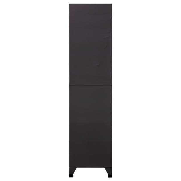 The Living Store Lockerkast - Steel - 90 x 45 x 180 cm - Antraciet/Wit