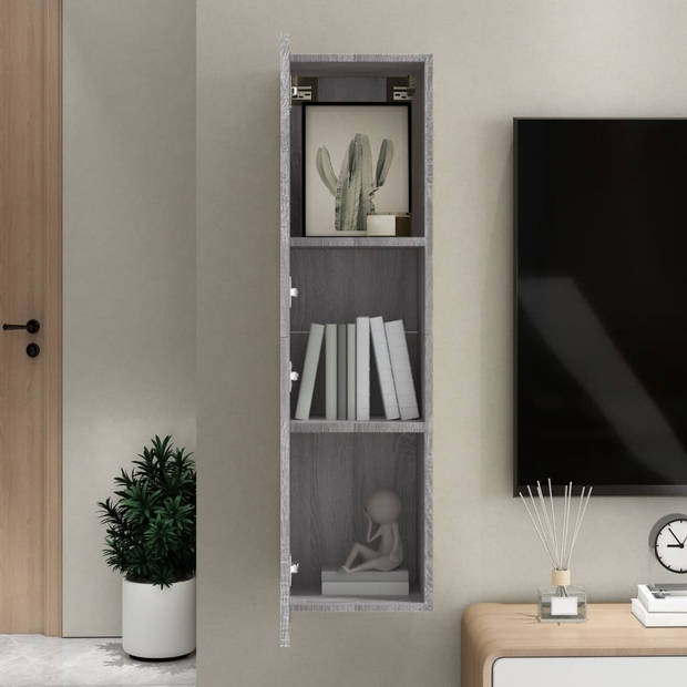 The Living Store TV-wandmeubel - grijs sonoma eiken - 30.5 x 30 x 110 cm - strak en klassiek design