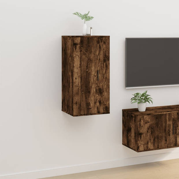 The Living Store Tv-meubel Gerookt Eiken - Wandgemonteerd - 40 x 34.5 x 80 cm