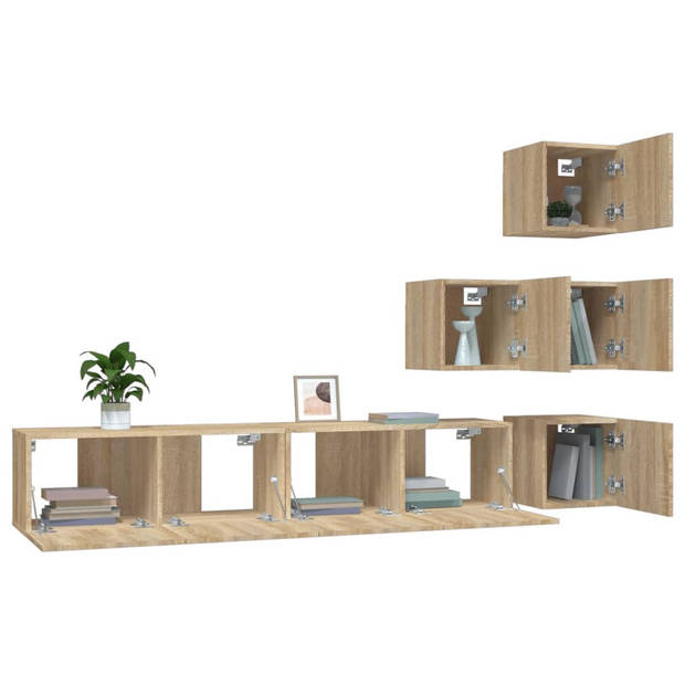 The Living Store TV-meubelset - Sonoma eiken - 30.5 x 30 x 30 cm (S) / 80 x 30 x 30 cm (L) - Duurzaam bewerkt hout