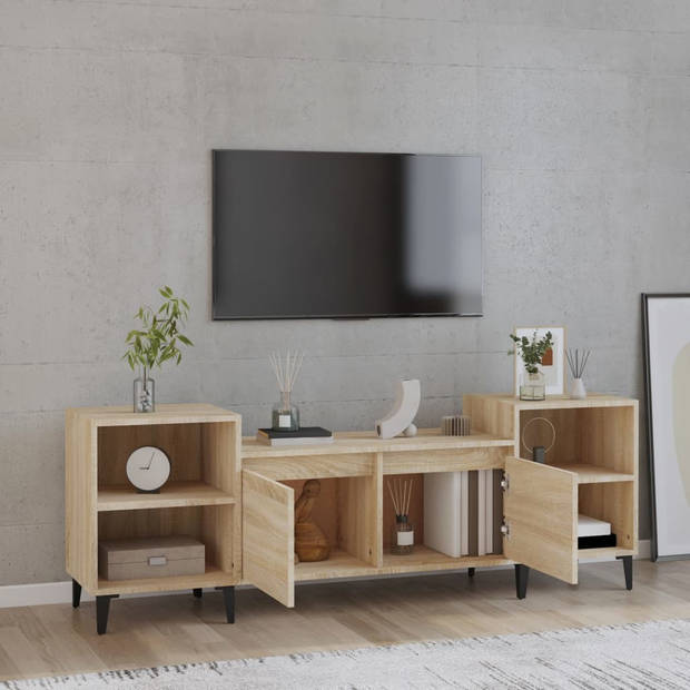 The Living Store Televisiekast TV Standaard - 160 x 35 x 55 cm - Sonoma Eiken