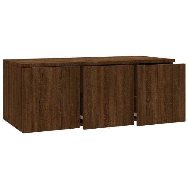 The Living Store Tv-kast - Bruineiken - 80 x 34 x 30 cm - 3 lades