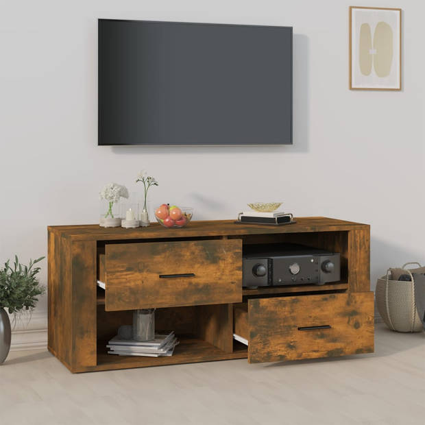 The Living Store TV-Kast - Classic s - Meubel - 100x35x40 cm - Gerookt Eiken