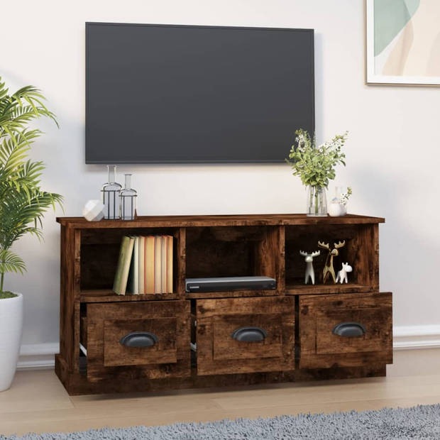 vidaXL Tv-meubel 100x35x50 cm bewerkt hout gerookt eikenkleurig