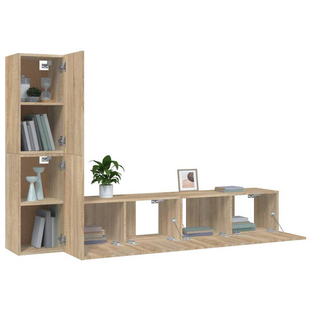 The Living Store Tv-meubel set Sonoma eiken - 2x 80x30x30cm - 2x 30.5x30x60cm