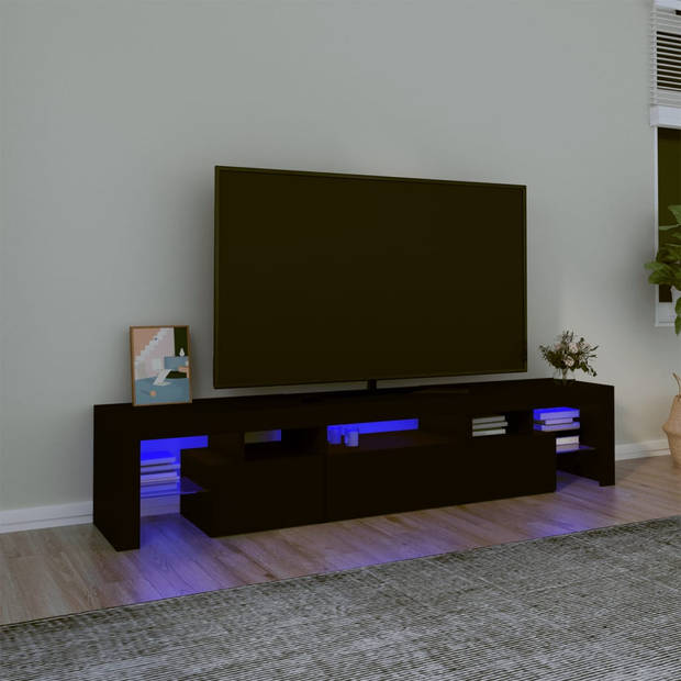 The Living Store Tv-meubel s Middelgroot - 200 x 36.5 x 40 cm - LED-verlichting (Zwart)
