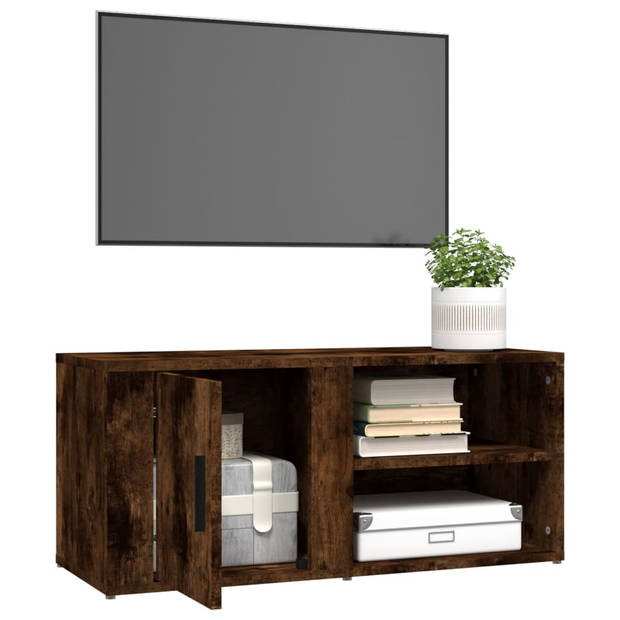 The Living Store - TV-meubel - Gerookt Eiken - 80x31.5x36 cm - Opbergruimte - Stevig