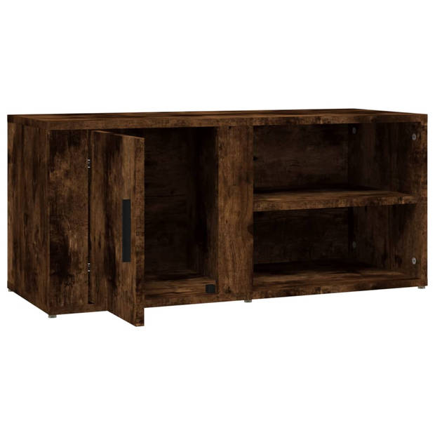 The Living Store TV-meubel - Gerookt eiken - 80x31.5x36cm - Bewerkt hout