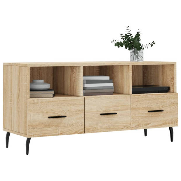 The Living Store TV-meubel Sonoma Eiken - 102 x 36 x 50 cm - Bewerkt hout en ijzer