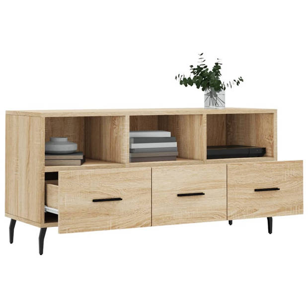 The Living Store TV-meubel Sonoma Eiken - 102 x 36 x 50 cm - Bewerkt hout en ijzer